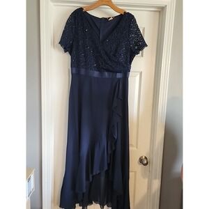 Miusol Women's Navy Lace Chiffon Maxi Dress Size XXL Formal Modest Prom Mother